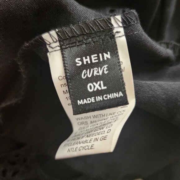 Shein Dress Womens Plus Size 0XL Solid Black Lace Cutout Crochet Pullover - Picture 5 of 6